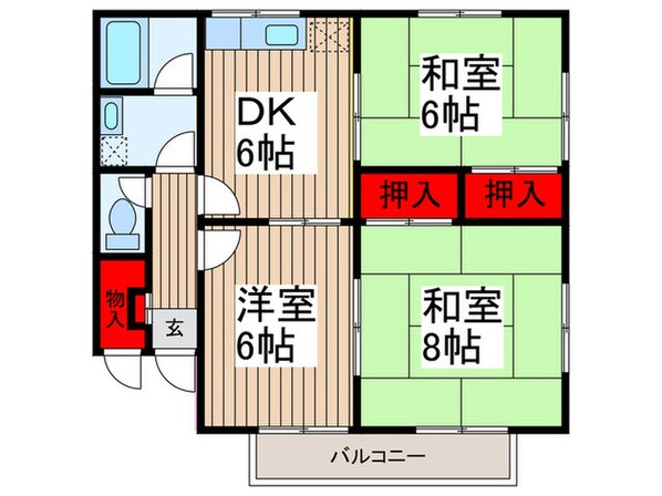 若松ハイツＣ棟の物件間取画像